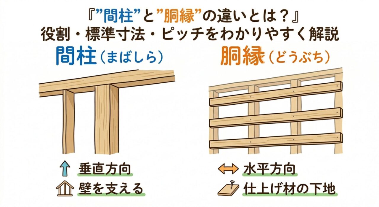 『”間柱”と”胴縁”の違いとは？』役割・標準寸法・ピッチをわかりやすく解説