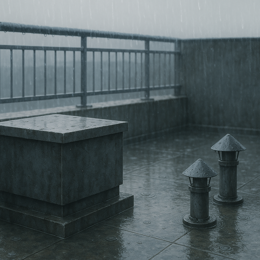 雨の降る屋上のイメージ